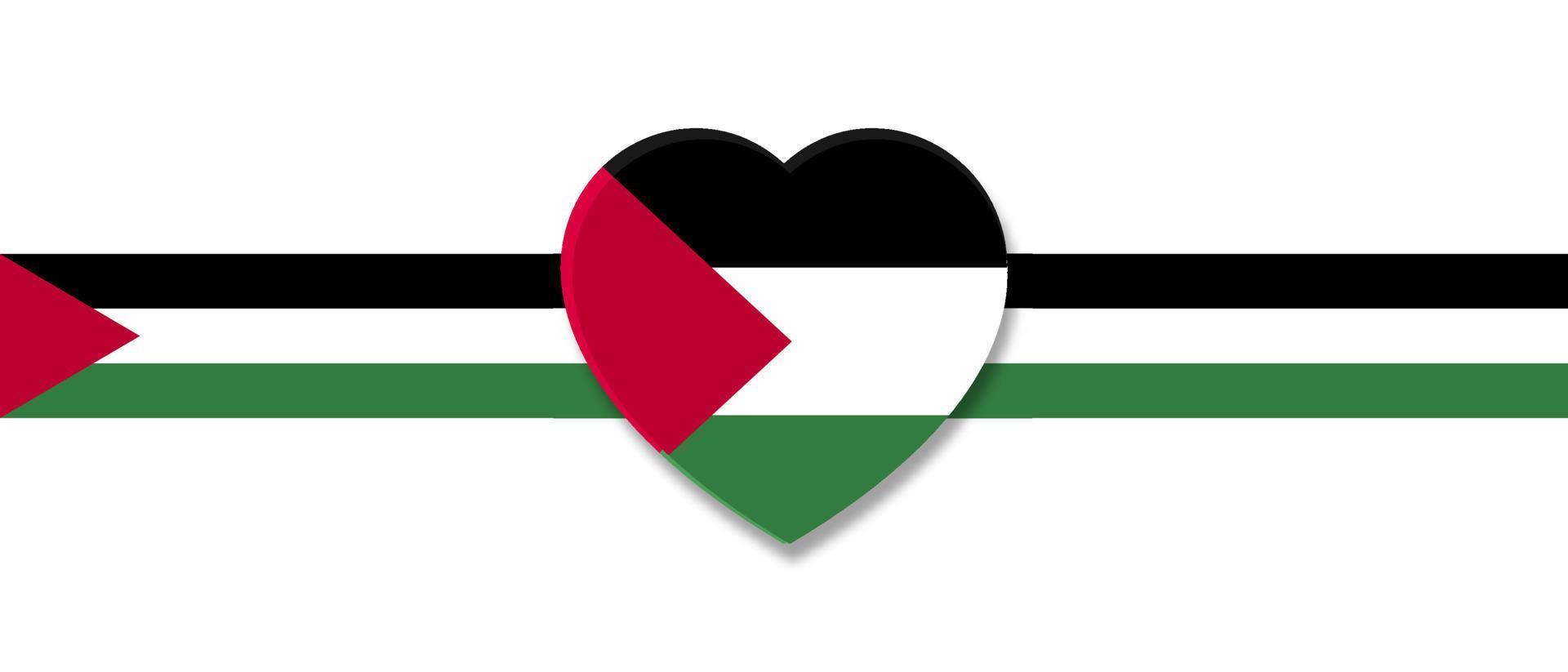 bandeira nacional de listras do coração da Palestina. ilustração vetorial vetor