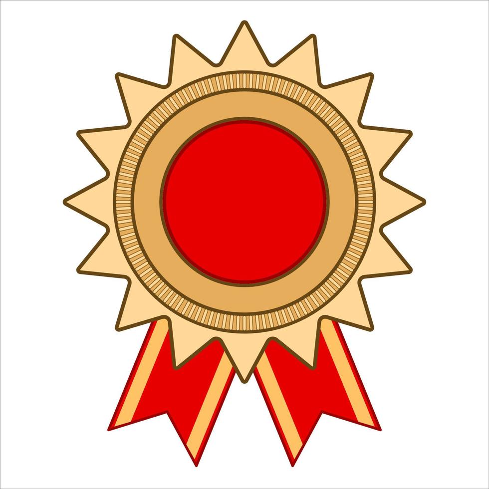 fundo branco isolado dos desenhos animados do emblema da medalha de recompensa de ouro vetor