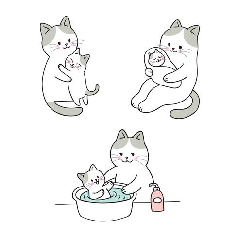 chuveiro do gato da mãe e do bebê vetor