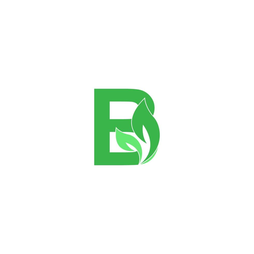 conceito de design de ícone de folha de logotipo letra b vetor