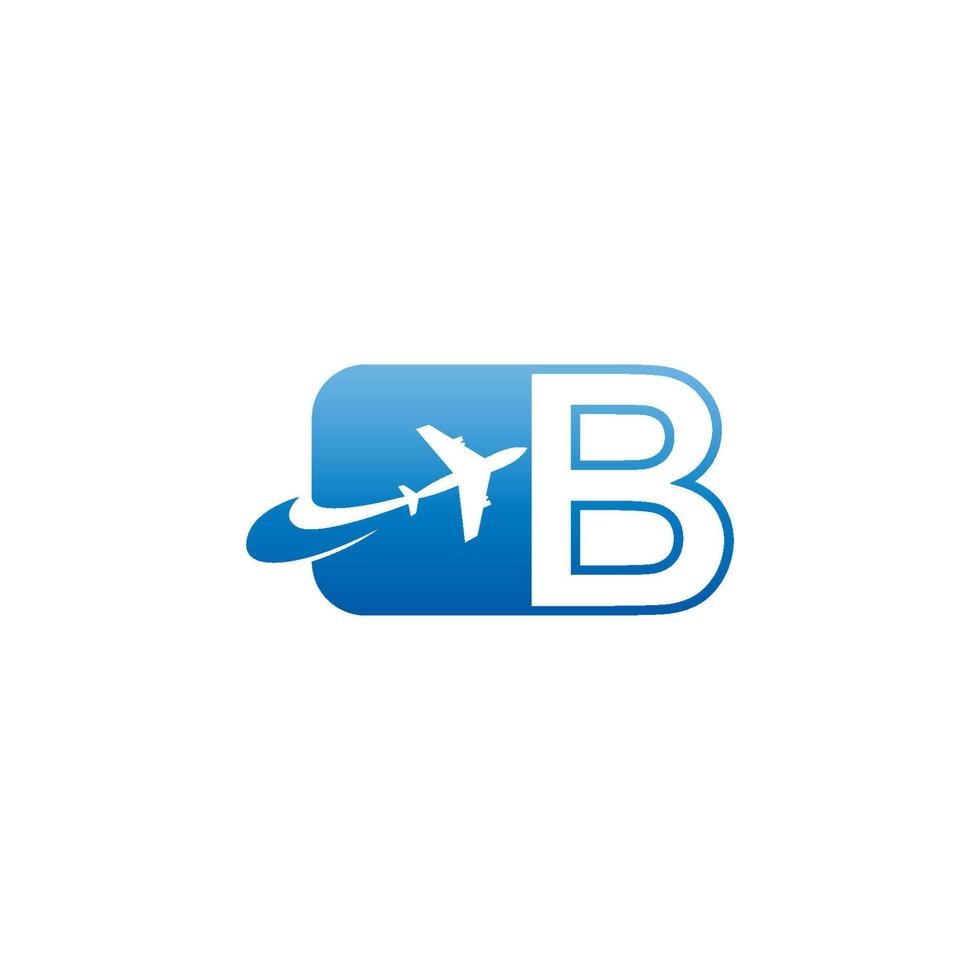 letra b com vetor de design de ícone de logotipo de avião