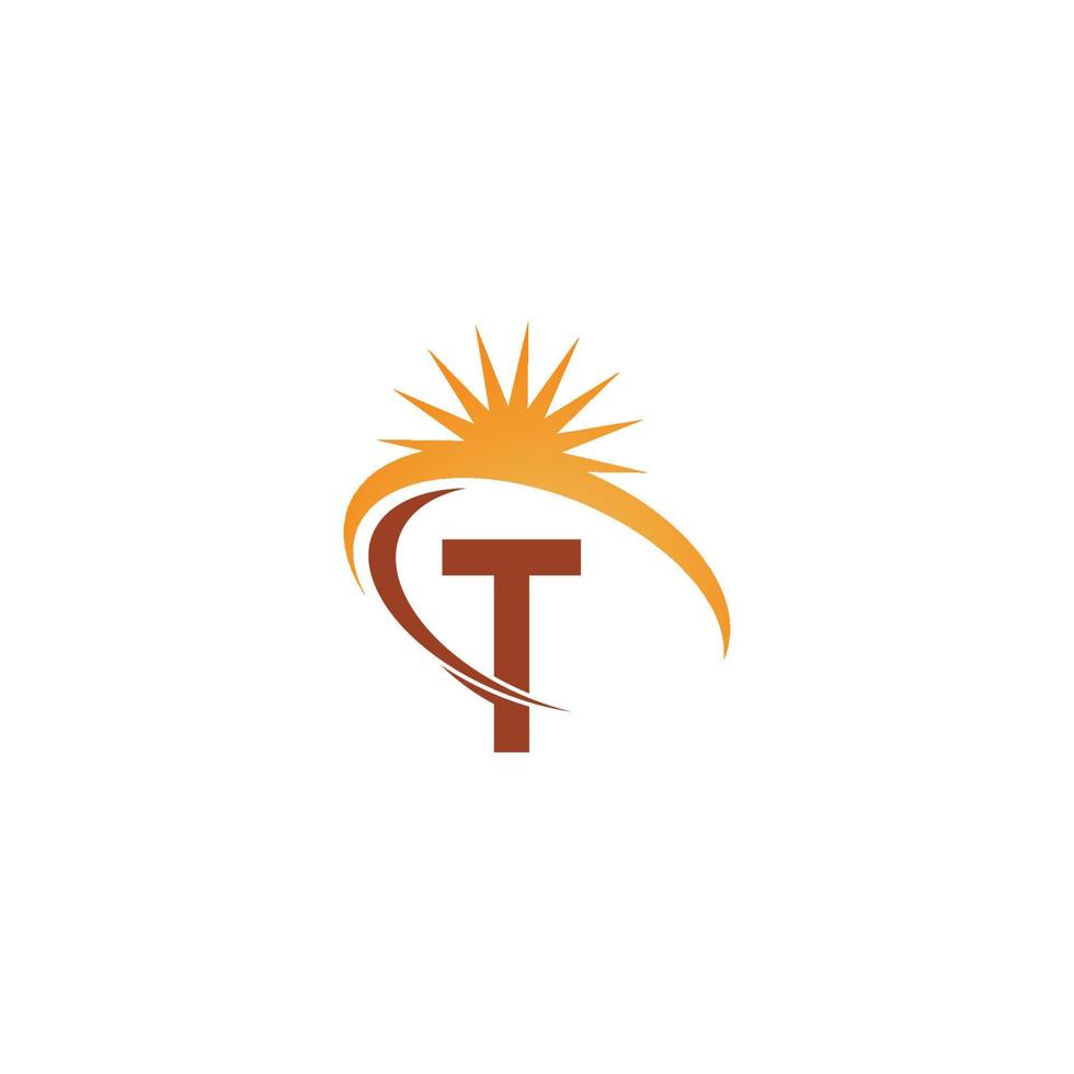 letra t com ilustração de modelo de design de logotipo de ícone de raio de sol vetor
