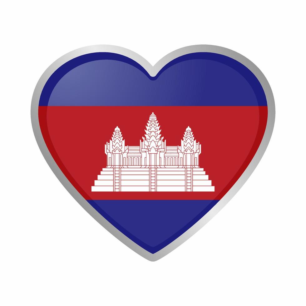 adesivo de bandeira de coração do camboja vetor