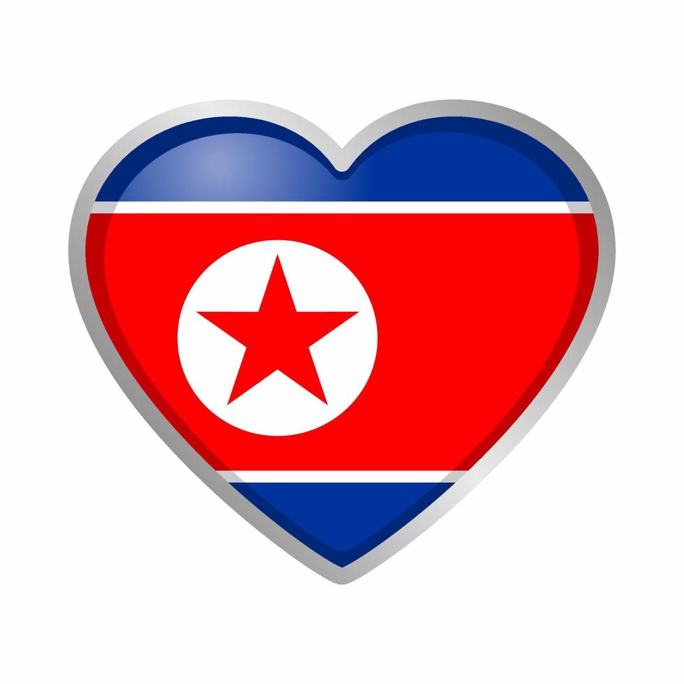 adesivo de bandeira do coração da coreia do norte vetor