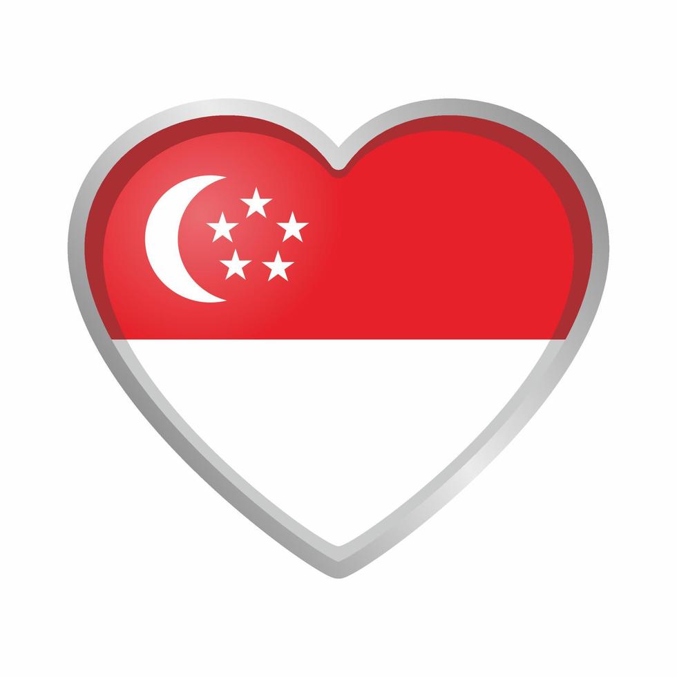 adesivo de bandeira de coração de singapura vetor
