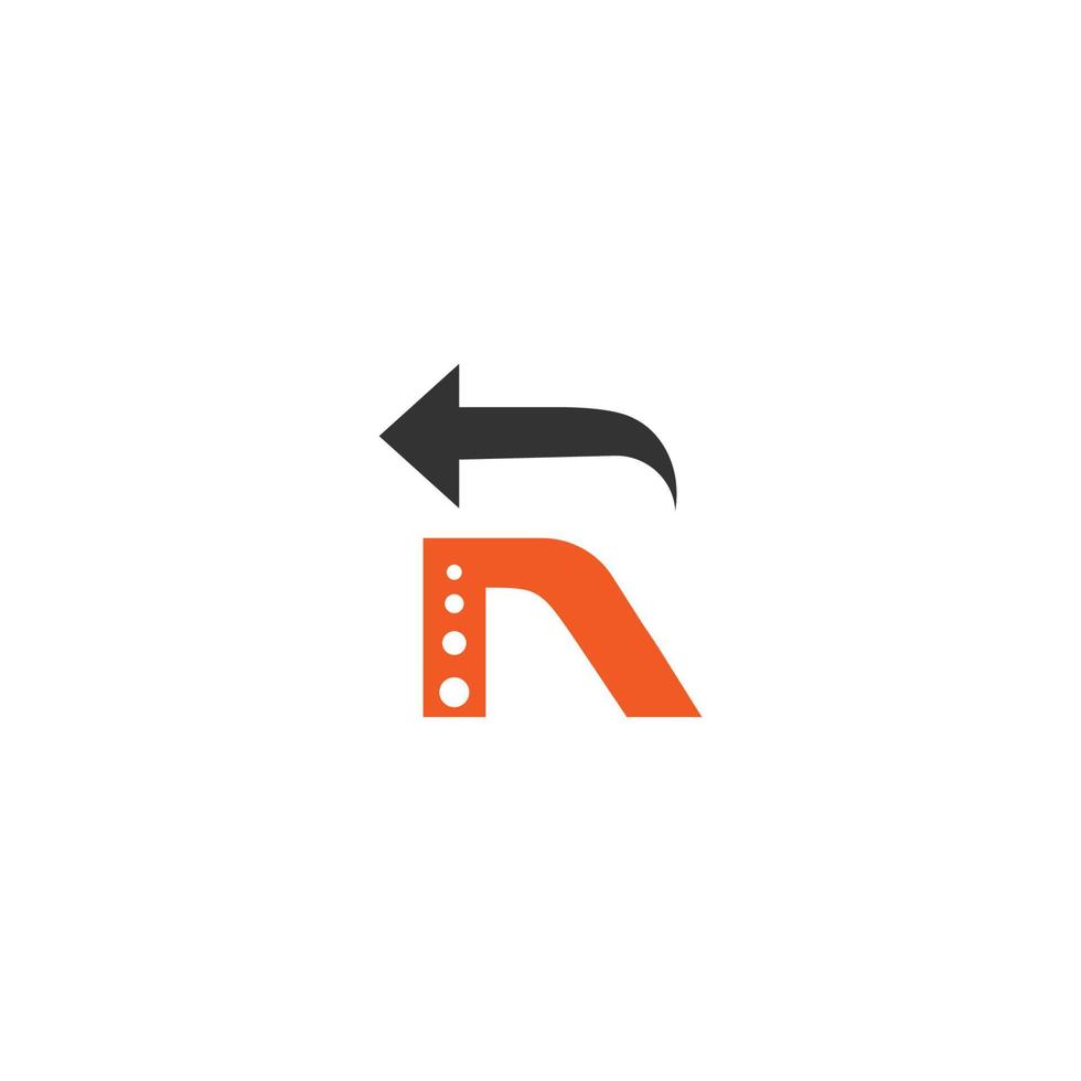logotipo da letra r com vetor de design de ícone de seta