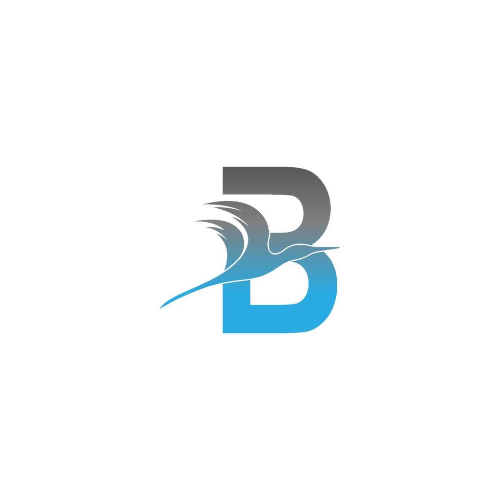 logotipo da letra b com design de ícone de pássaro pelicano vetor