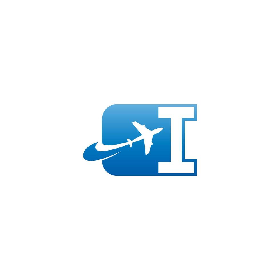 letra i com vetor de design de ícone de logotipo de avião