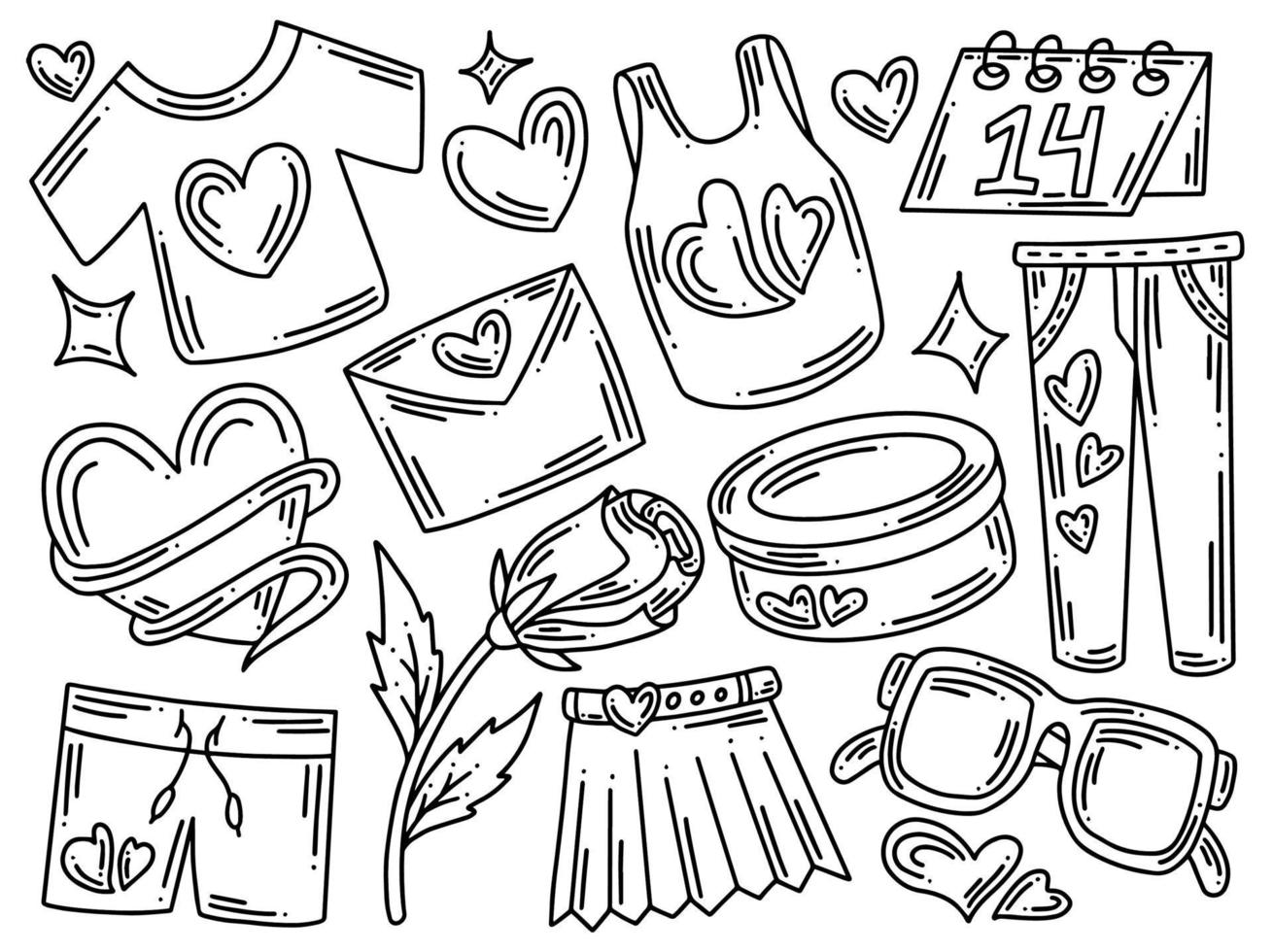 doodle coleção de elementos para dia dos namorados vetor