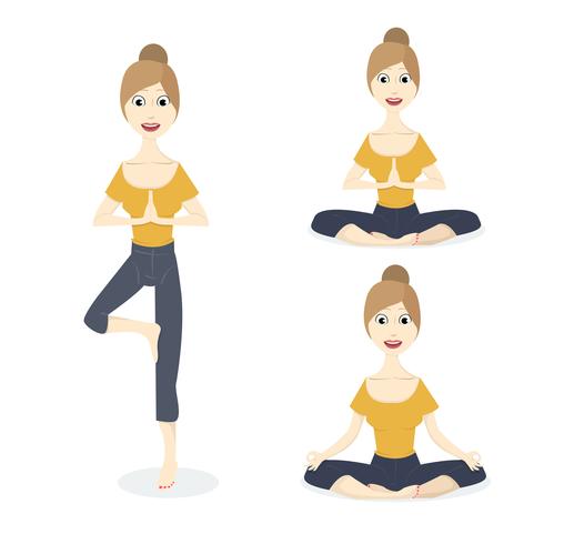 Conjunto de poses de ioga vetor