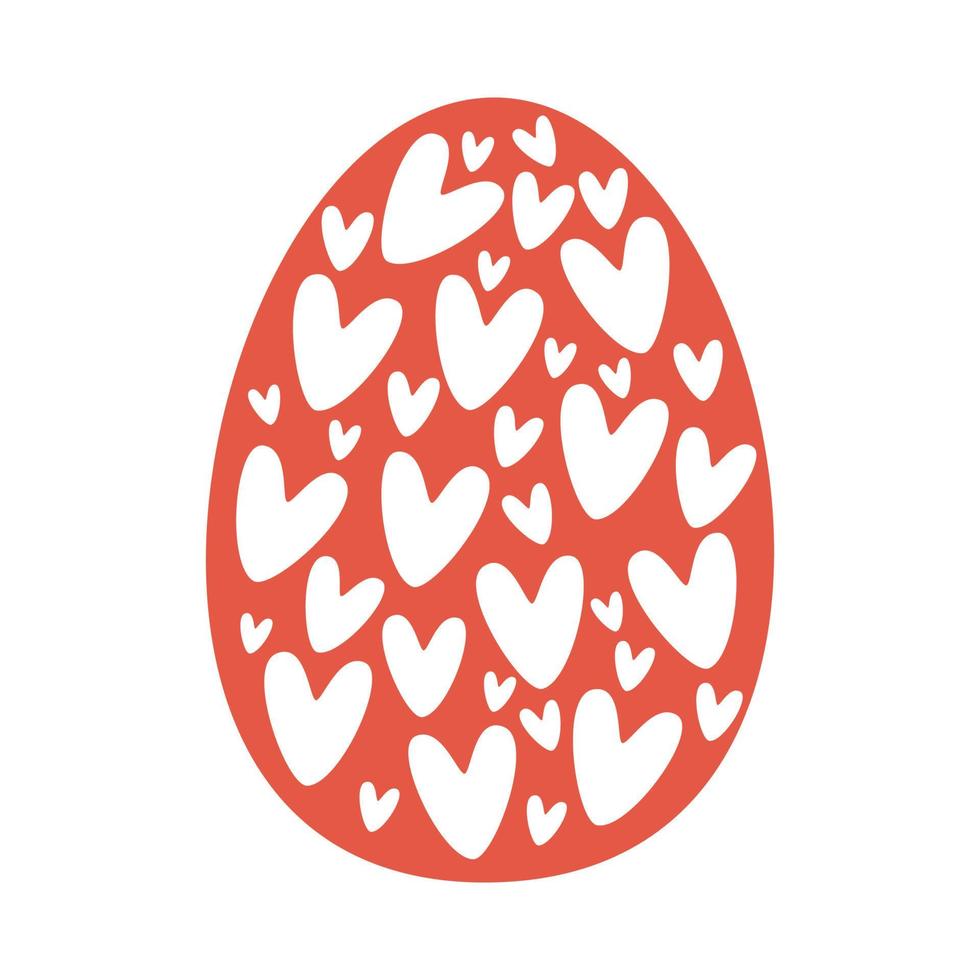 ovo de páscoa vermelho com corações dentro vetor
