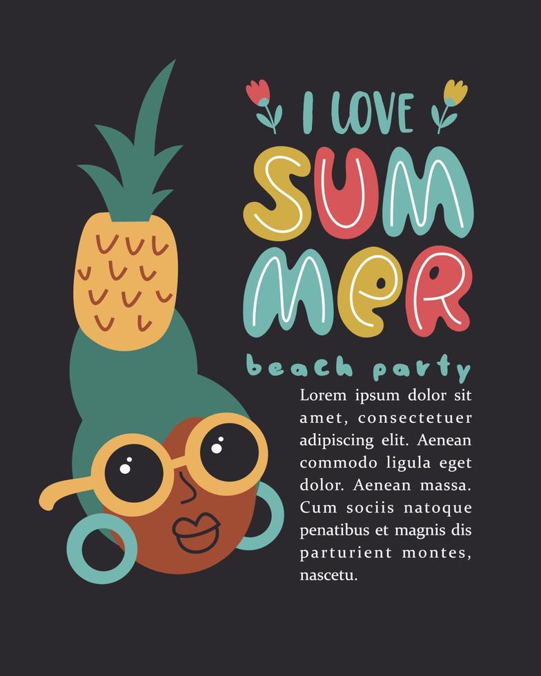 eu amo o Verão. modelos de vetor com ilustração de verão divertido. elemento de design para o conceito de verão e outros usos.