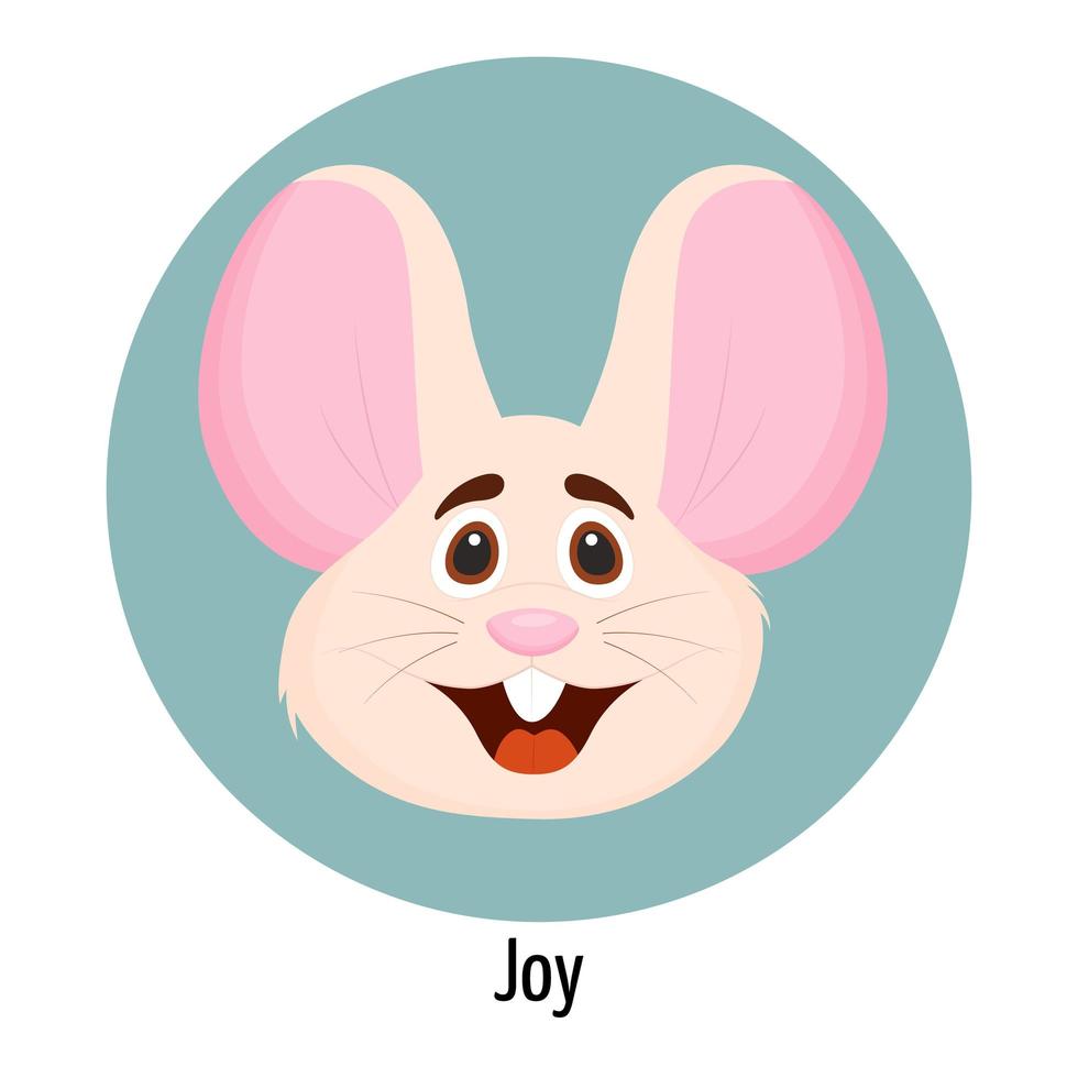 personagem de rato com um rosto alegre. expressão facial. sentimentos de personagem de rato. vetor