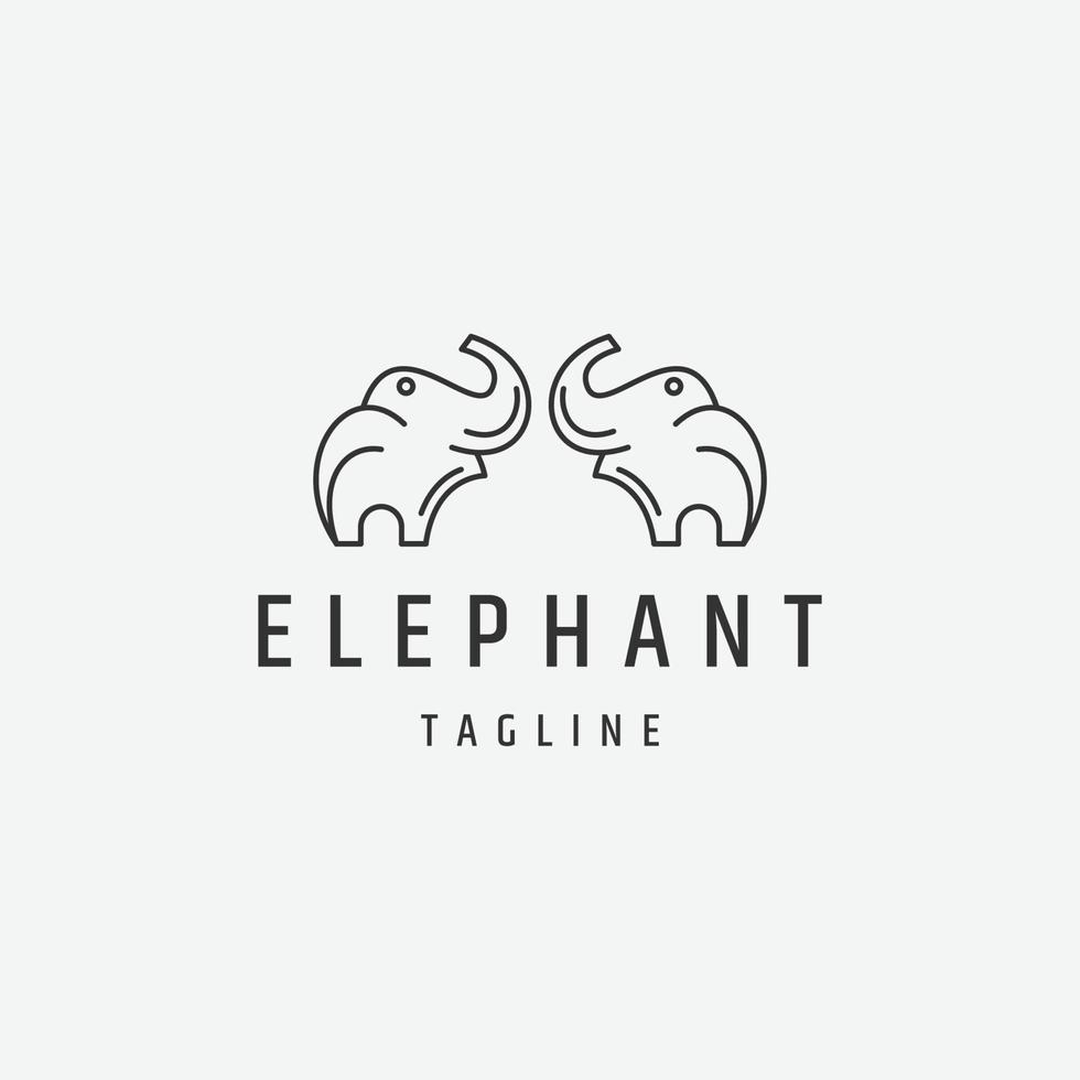 modelo de design de ícone de logotipo de linha elefante vetor