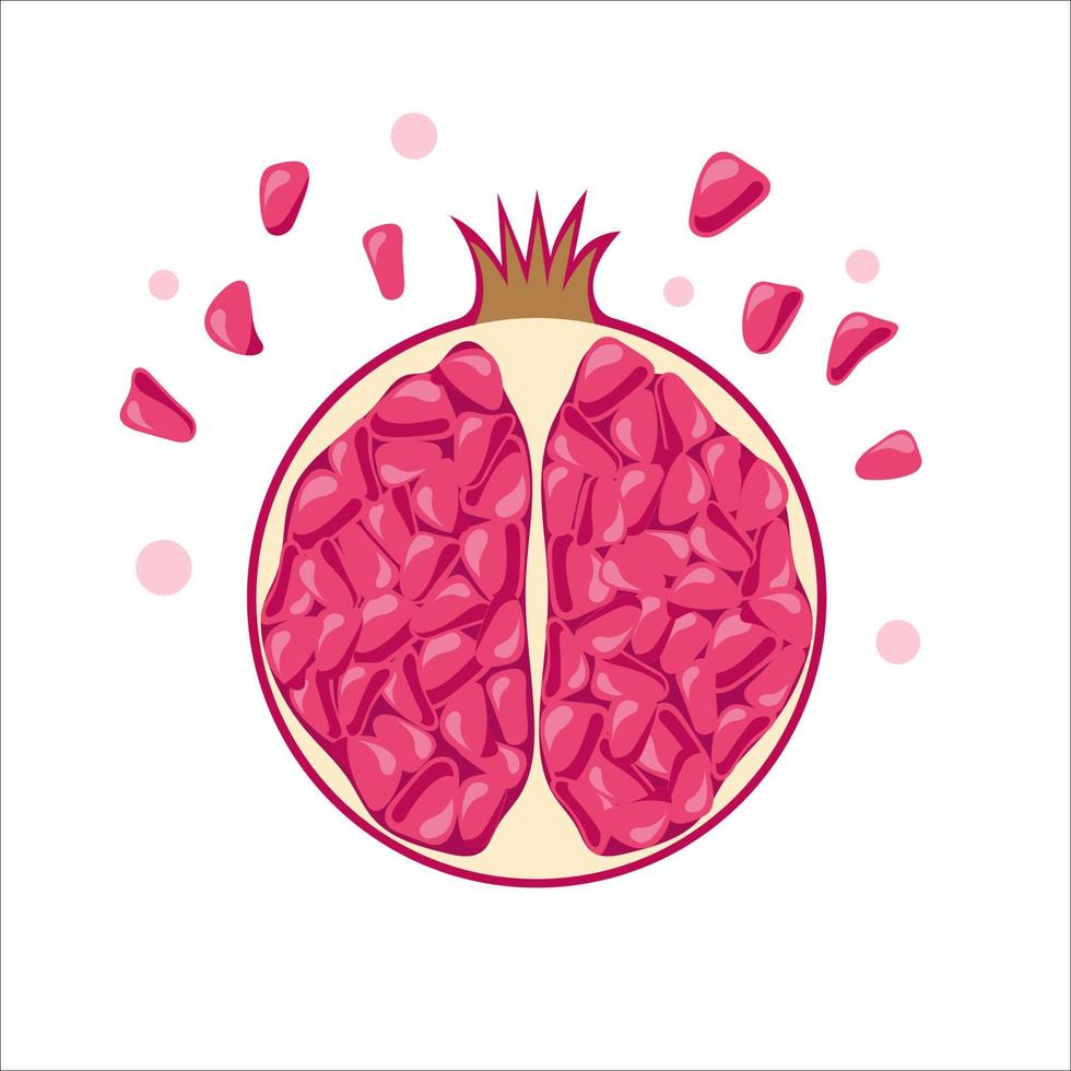 ilustração de romã em estilo simples. bagas deliciosas, frutas frescas suculentas, horário de verão vetor