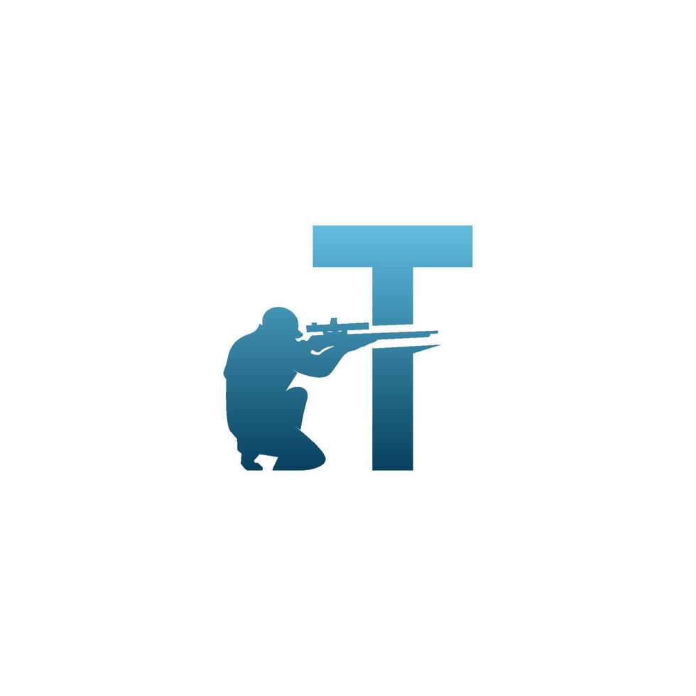 letra t com modelo de conceito de design de logotipo de ícone de atirador furtivo vetor