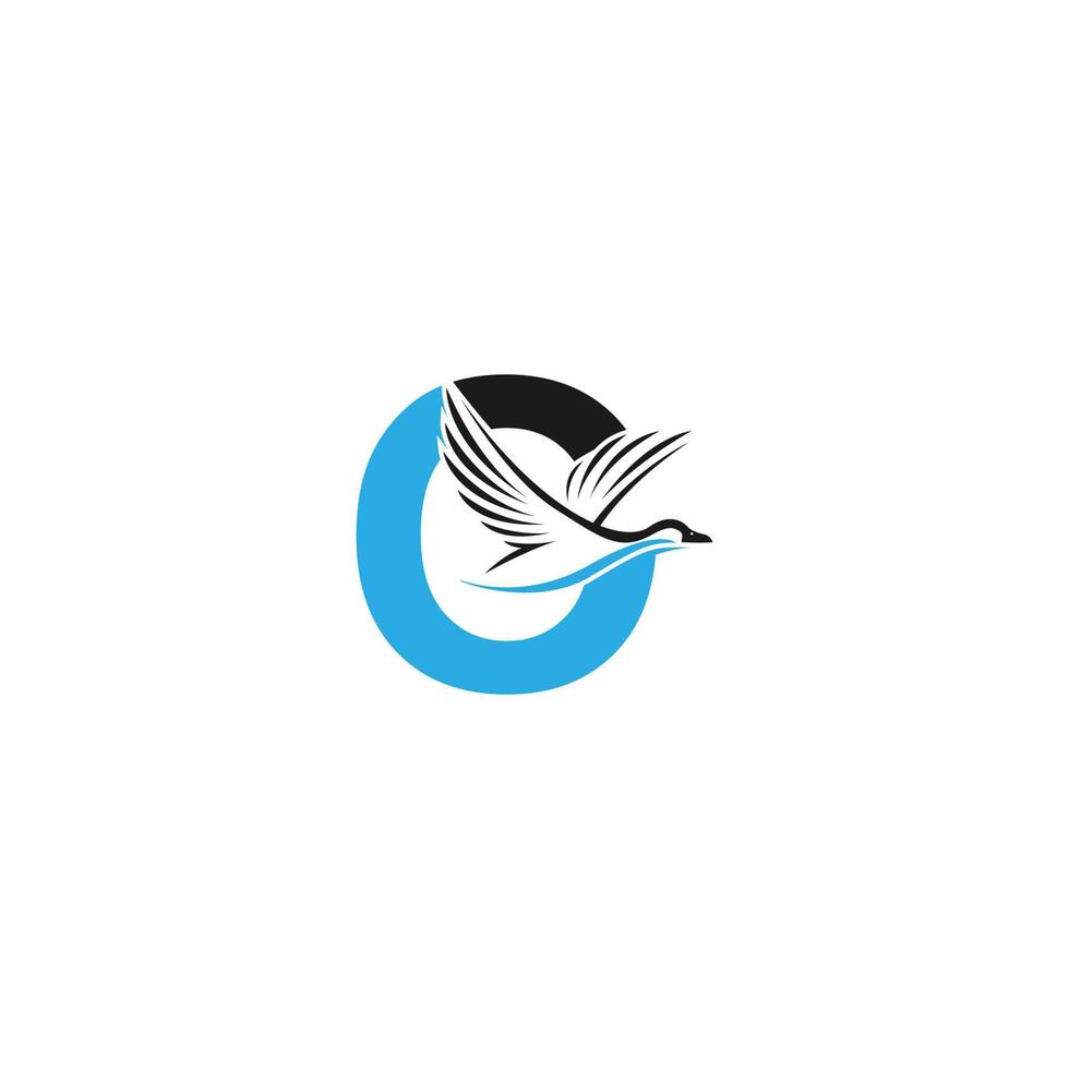letra o com ilustração de design de logotipo de ícone de pato vetor