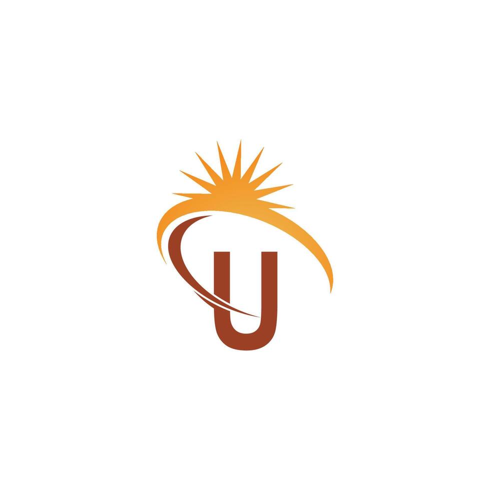 letra u com ilustração de modelo de design de logotipo de ícone de raio de sol vetor