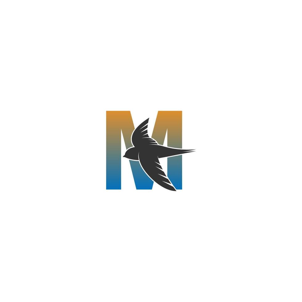 logotipo da letra m com vetor de design de ícone de pássaro rápido