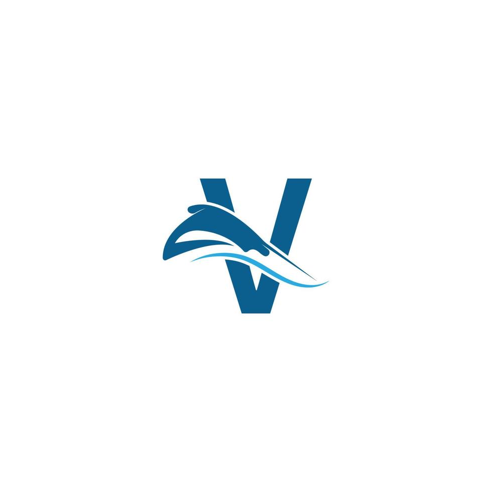 letra v com ilustração de modelo de logotipo de ícone de arraia vetor