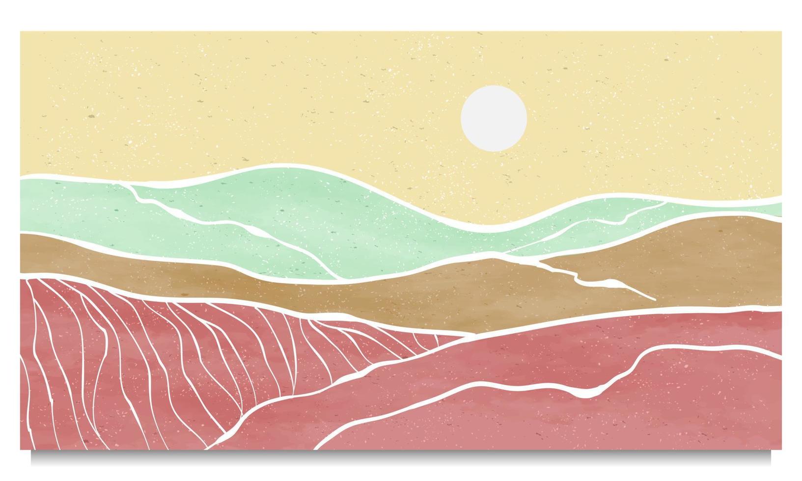 conjunto de impressão criativa de arte de linha moderna minimalista. paisagens de fundos estéticos contemporâneos de ondas oceânicas abstratas. com mar, horizonte, onda. ilustrações vetoriais vetor