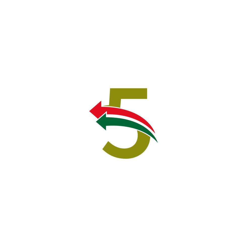 seta dupla na frente ilustração de modelo de design de logotipo de ícone número 5 vetor