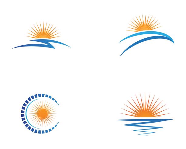 Sol modelo sobre o conjunto de ícones do horizonte vetor