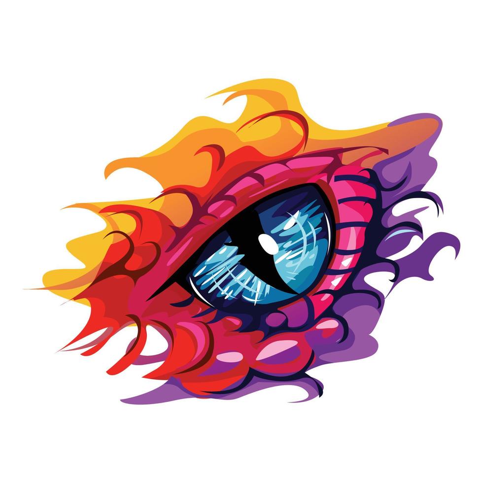 ilustração de olho de dragão colorida e elegante vetor