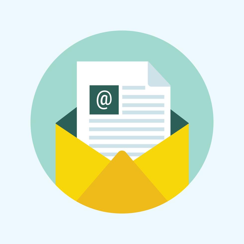 ícone de envelope de e-mail plano vetor