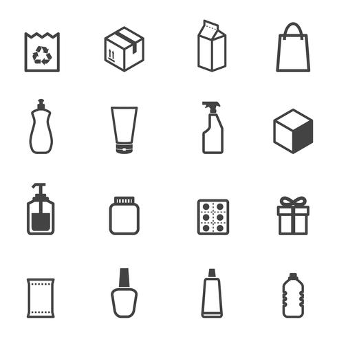 símbolo de ícones de embalagens vetor