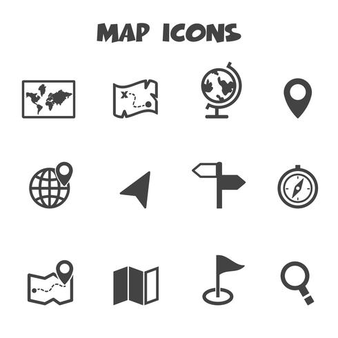 símbolo de ícones do mapa vetor