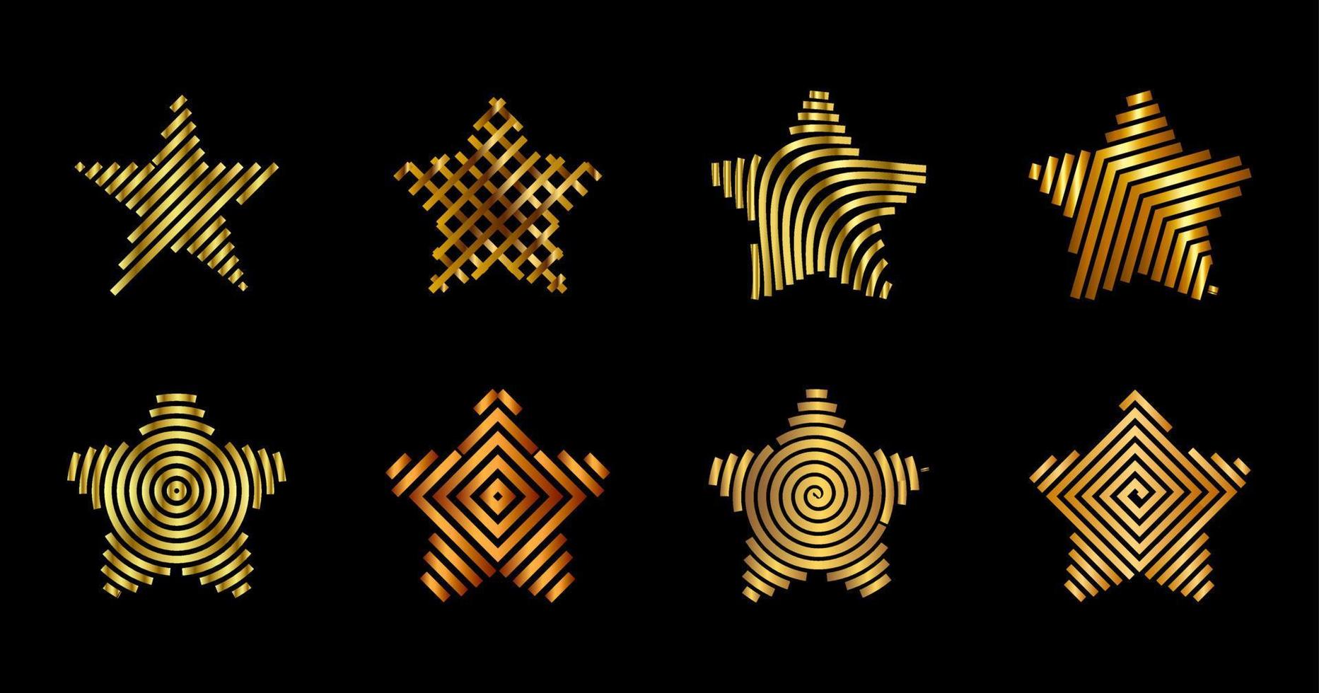vetor de logotipos de estrela dourada com fundo preto.