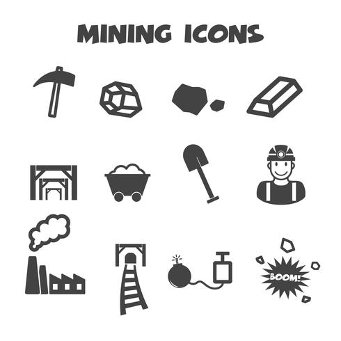 símbolo de ícones de mineração vetor