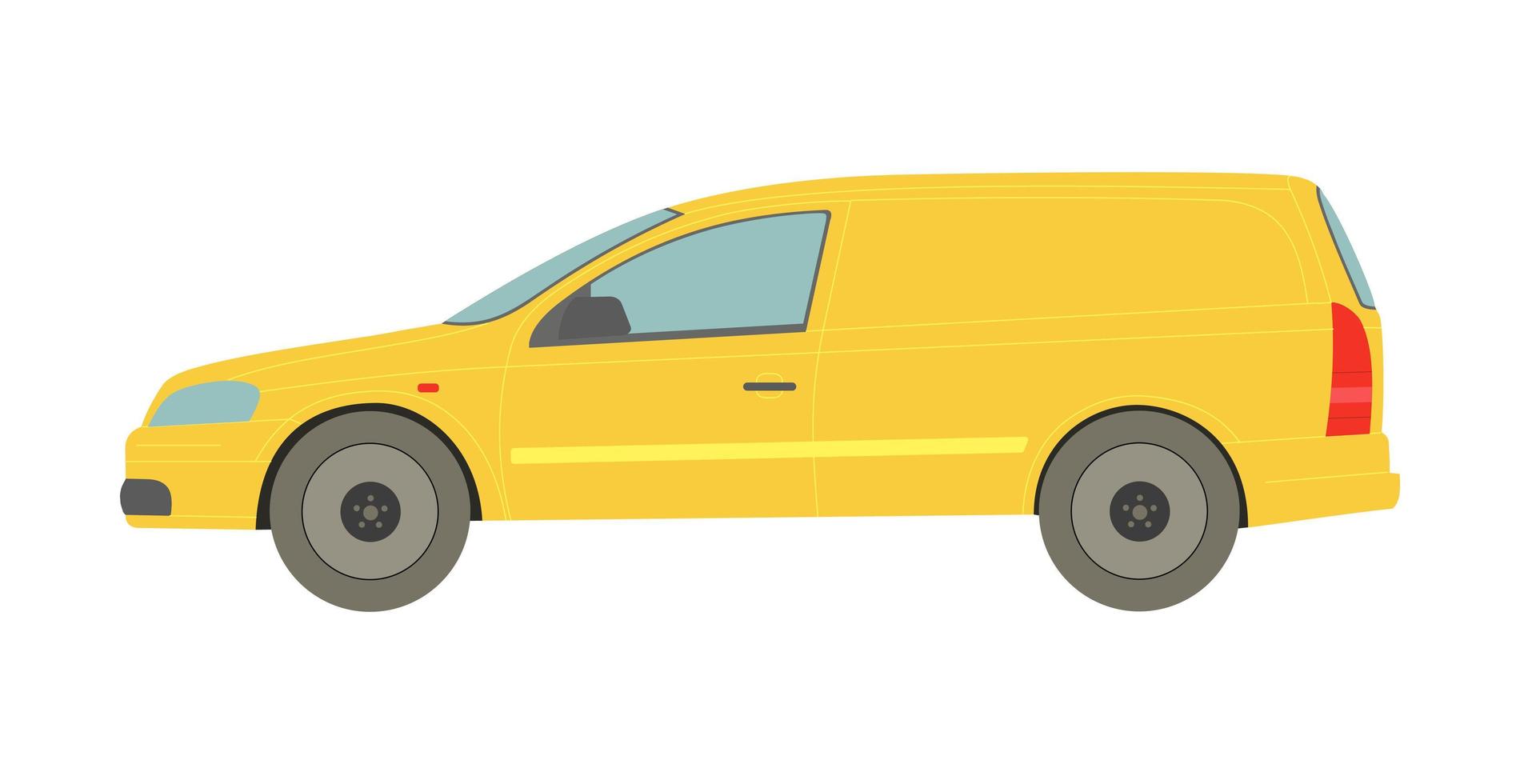 minivan de carga amarela em um fundo branco - vetor