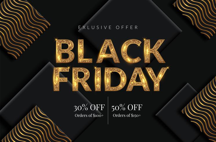 Golden Black Friday Venda Background vetor