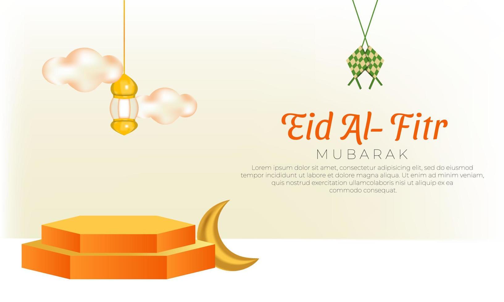 banner de ilustração 3d eid al-fitr vetor