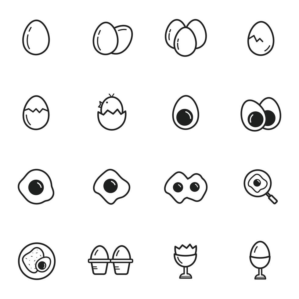 conjunto de ícones de menu de comida de ovo. ilustração isolada no fundo branco para gráficos e web design vetor