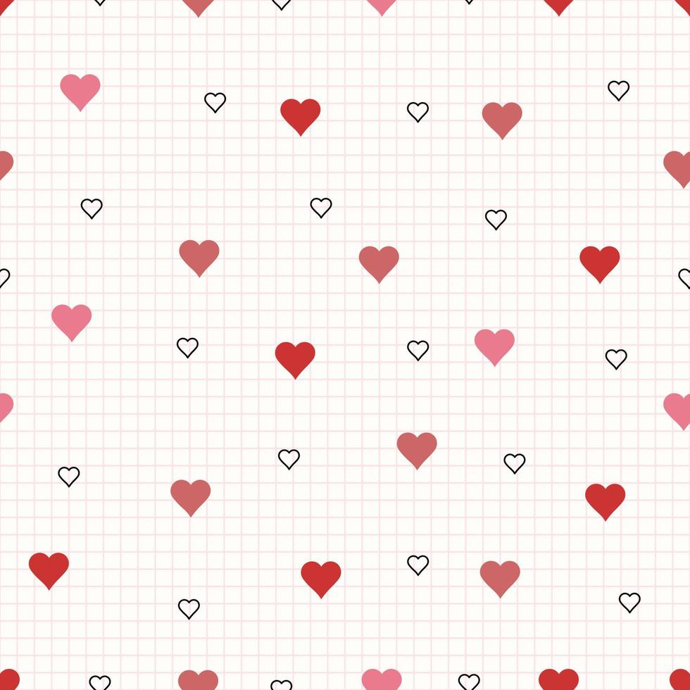 padrão sem emenda. fundo com ícone de forma de coração rosa fofo com conceito de design de quadrados geométricos usado para impressão de fundo, embrulho, roupas infantis, têxteis, ilustração vetorial vetor
