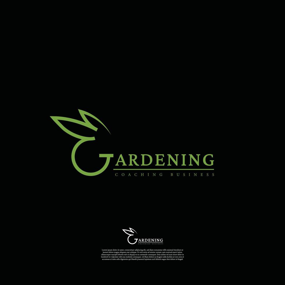 letra inicial g com a ilustração de orelhas de coelho ou forma de folhas aplicada para inspiração de design de logotipo de negócios de treinamento de jardinagem vetor