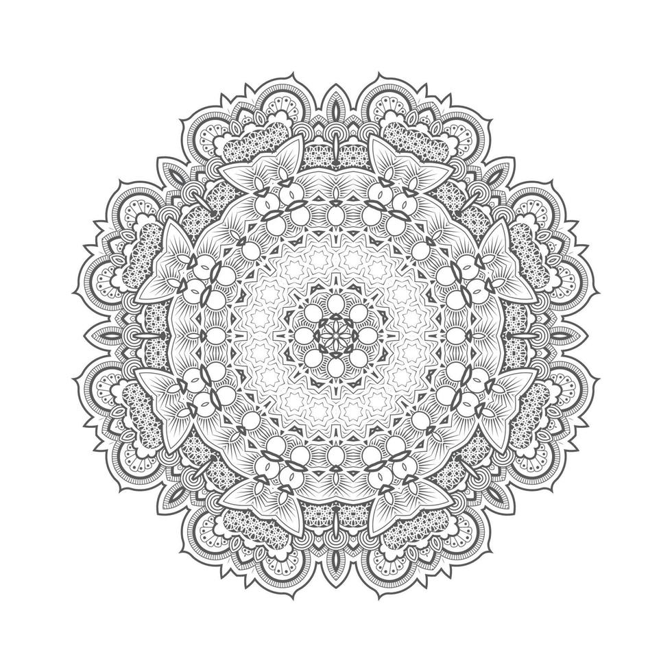 belo design de mandala de arte de linha vetor