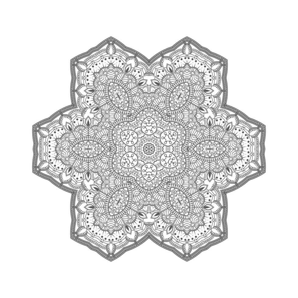 belo design de mandala de arte de linha vetor