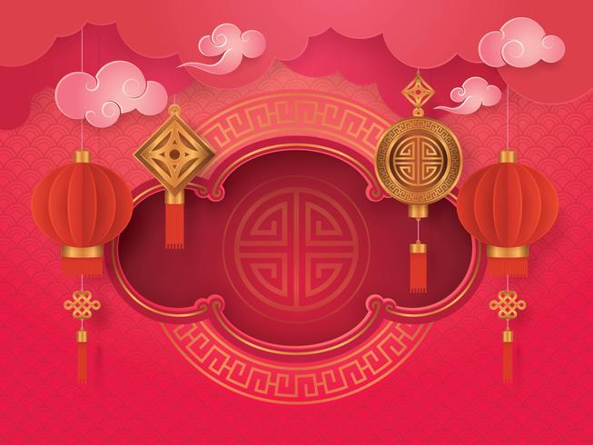 Cartão de ano novo chinês vetor