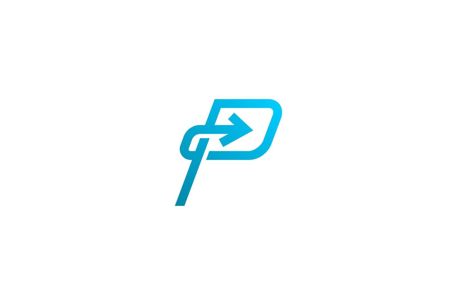 vetor de design de logotipo de seta simples letra p
