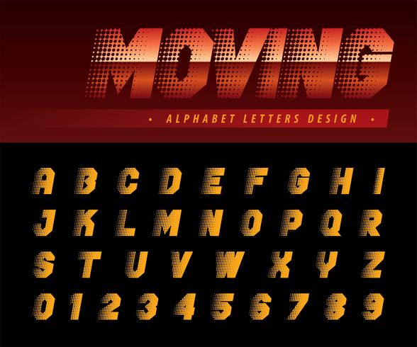 Efeito de movimento alfabeto letras e números vetor