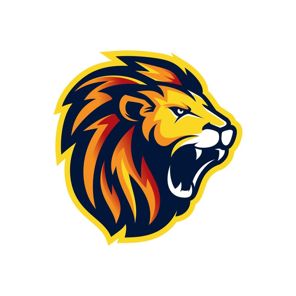 logotipo de jogo de cabeça de leão para ilustração vetorial de mascote de esporte e esporte vetor