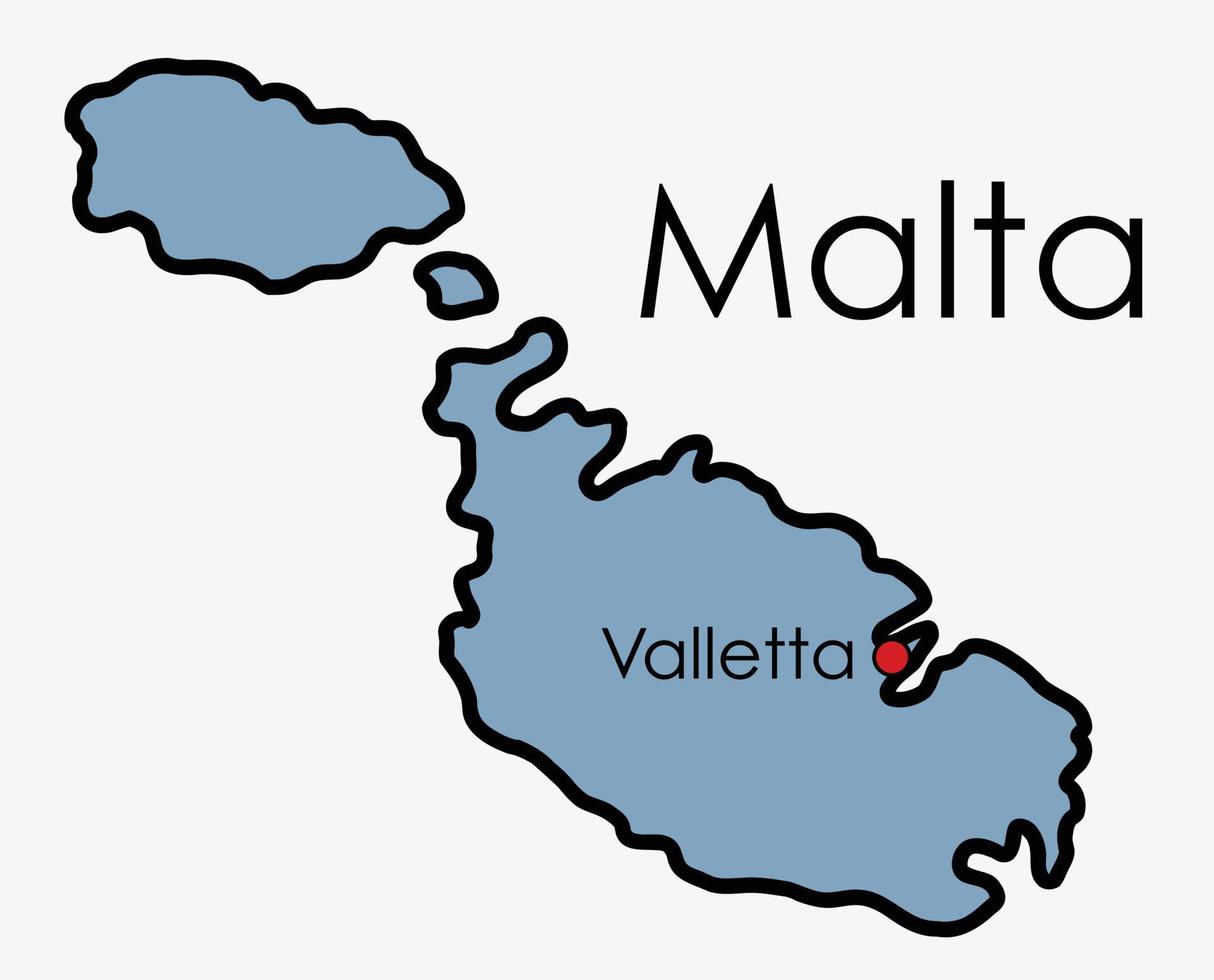 malta mapa desenho à mão livre sobre fundo branco. vetor