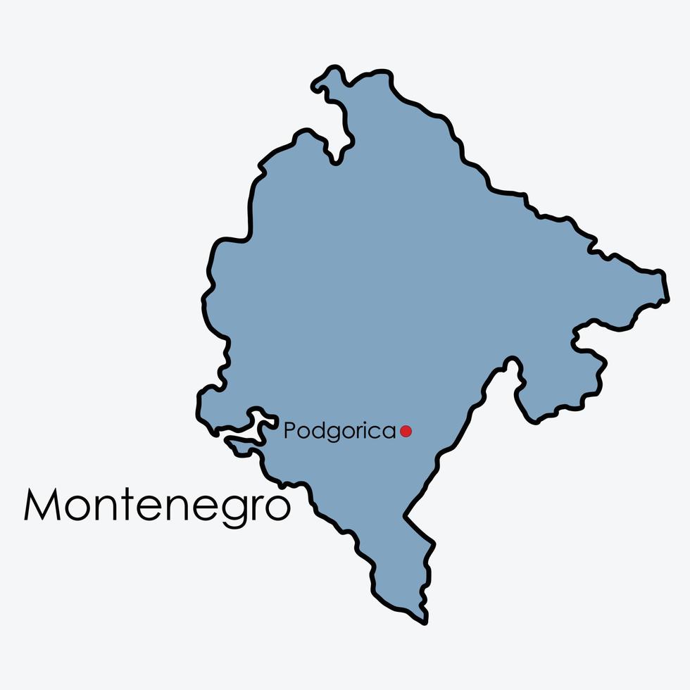 Montenegro mapa desenho à mão livre sobre fundo branco. vetor