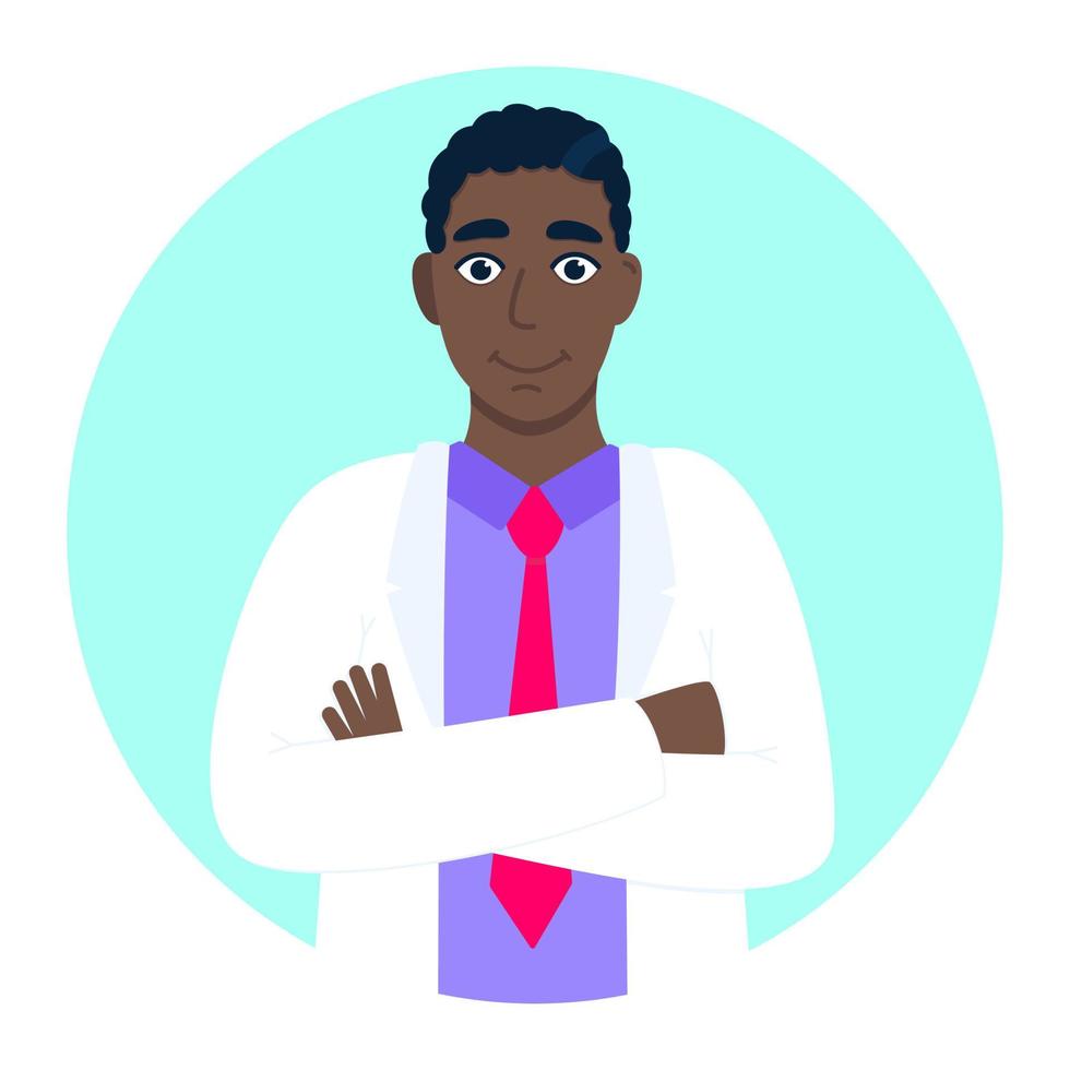 personagem de avatar médico em pé na ilustração vetorial de design de estilo plano de círculo vetor