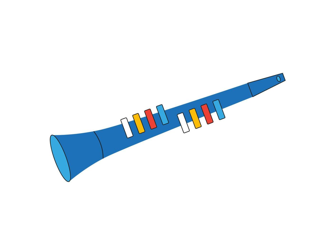 clarinete de instrumento musical infantil isolado no fundo branco vetor