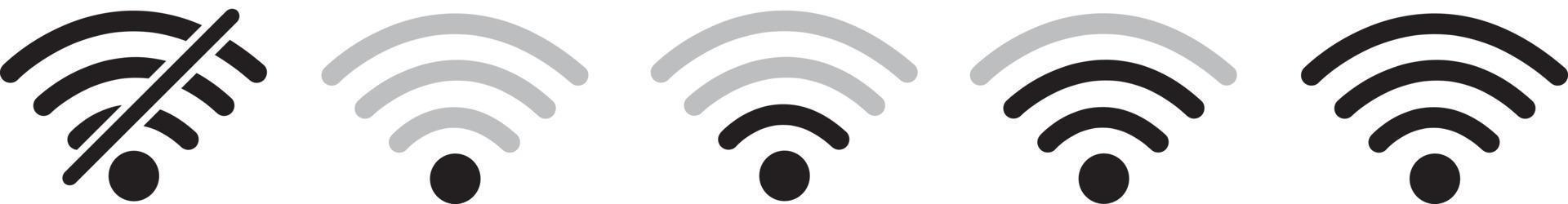 conjunto de ícones wi-fi. conexão de internet. ícone de sinal. ícone sem fio e wifi ou sinal de ícone wi-fi para acesso remoto à internet vetor